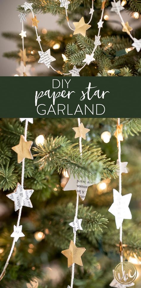 Decoration, Crafts, Diy, Star Garland Christmas, Star Garland Diy, Diy Christmas Paper Decorations, Diy Paper Christmas Tree, Garland For Christmas Tree, Diy Christmas Star
