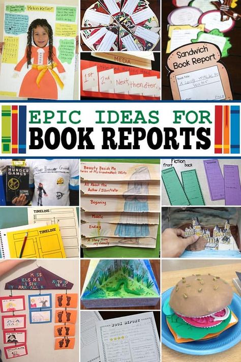 Book Report Ideas Elementary, Book Report Projects, Kindergarten Book Report, Homeschool Reading, 5th Grade Books, Homeschool Books, Book Activities, Homeschool Resources, 4th Grade Reading
