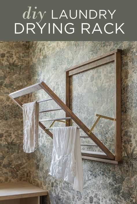 DIY Wall Mounted Clothes Drying Rack - Jenna Sue Design Diy, Oregon, Wall Mounted Clothes Drying Rack, Laundry Rack, Laundry Room Drying Rack, Wall Mounted Drying Rack, Laundry Room Diy, Laundry Room Makeover, Drying Rack Laundry