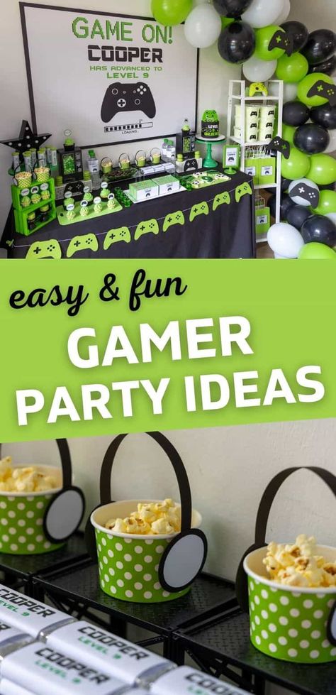 Gaming Birthday Party Ideas for 2022 | Parties Made Personal Party Favours, Video Game, Gamers Party Ideas, Video Game Birthday Party Decorations, Game Truck Birthday Party, Video Game Party Decorations, Video Game Party Theme, Game Truck Party, Video Game Party Favors