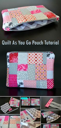 D.I.Y Free Sewing Tutorial : Make your own Cosmetic Bag Quilt As You Go Zipper Pouch, Simple Cosmetic Bag, Quilted Zipper Bags Free Pattern, Zipper Pouch Tutorial Free Pattern Sewing Projects, Easy Cosmetic Bag Pattern, Makeup Bag Tutorials Free Pattern, Sewing Pouch Tutorial, Quilt As You Go Projects, Cosmetic Bags To Sew