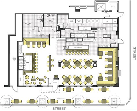 Restaurant Design Software | Quickly Design Restauarants with CAD Pro House Plans, Restaurant Floor Plan, Floor Plan Layout, Restaurant Flooring, Floor Plan Design, Restaurant Layout, Restaurant Architecture, Cafe Floor Plan, Restaurant Plan