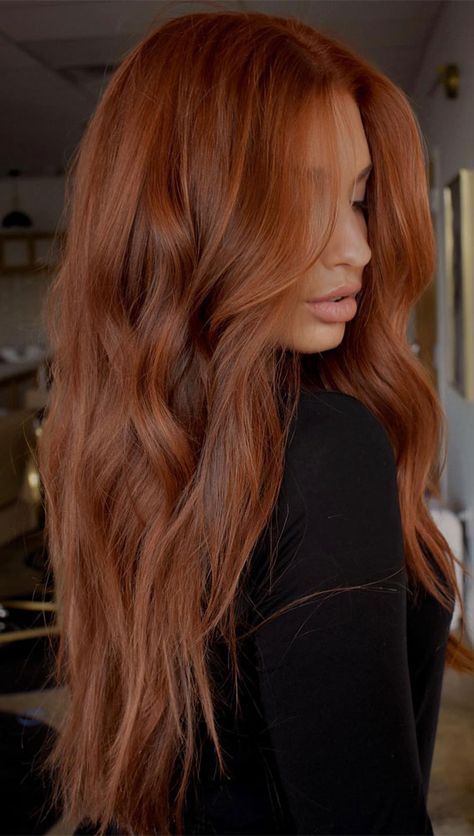 hair color trends 2024, hair color trends, copper hair, cowboy copper hair, hair color ideas 2024 Balayage, Auburn Red Hair Color, Auburn Red Hair, Red Auburn Hair Color, Red Copper Hair Color, Light Auburn Hair Color, Dark Red Hair Color, Bright Copper Hair, Copper Gold Hair Color