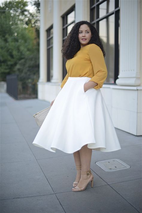 Sometimes all it takes is a good twirl to brighten the mood.   (love this mustard sweater in +) Skirt :: Asos (similar he Tops, Plus Size Women, Plus Size Dresses, Casual, Plus Size Outfits, Size Clothing, Plus Size Skirts, Plus Size Fashion For Women, Plus Size Fashion Tips