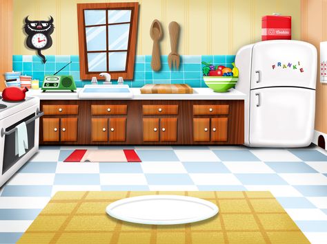 Environment Design - Kitchen Scene for iPad game "Feed Frankie" Art, Home Décor, Decoration, Kitchen Cartoon, Kitchen Drawing, Design Kitchen, Kitchen Games, Kitchen Background, Environment Design