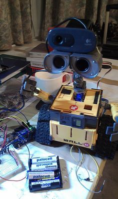 wall e robot, build your own robot, arduino, DIY, voice recognition, object recognition Build A Robot, Arduino Robot, Diy Robot, Build Your Own Robot, Robot Design, Robotics Projects, Robot, Arduino Led, Robotics Engineering