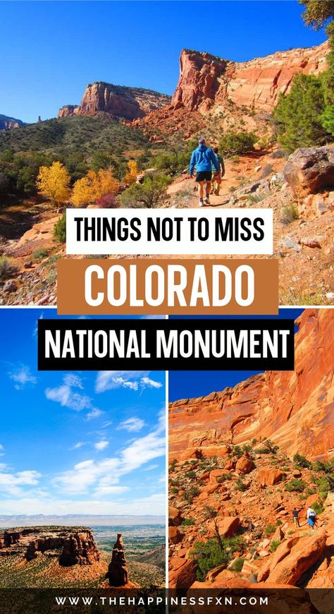 Visit the Colorado National Monument in Grand Junction, Colorado! Explore the beauty of nature at this hidden gem US National Monument. Hiking, road biking, sightseeing and wildlife viewing are all popular activities. The scenery is epic for capturing with your camera or phone too! We used to live here and are sharing how to spend the perfect day! | US National Parks | Colorado travel | Colorado road trip | Colorado hikes Nature, Denver, Vacation Ideas, Colorado, Colorado National Parks, Colorado National Monument, North America Travel Destinations, North America Travel, Colorado Travel