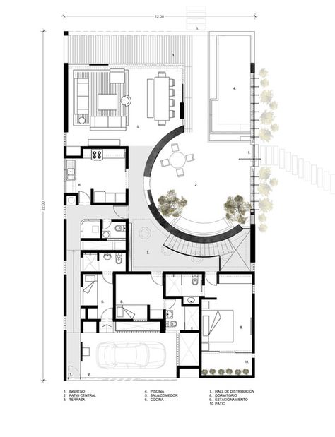 First floor plan Modern House Design, Architectural House Plans, Villa Plan, Villa Design, Architectural Floor Plans, Plan Design, House Construction Plan, Hotel Plan, Architecture Plan