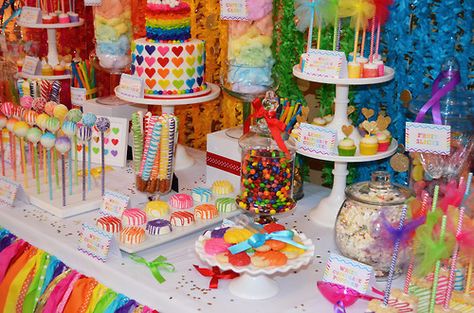 Candy Theme Birthday Party, Birthday Party Tables, Rainbow Candy Buffet, Candyland Birthday, Birthday Party Treats, Candy Birthday Party, Party Buffet, Party Dessert Table, Birthday Party Desserts