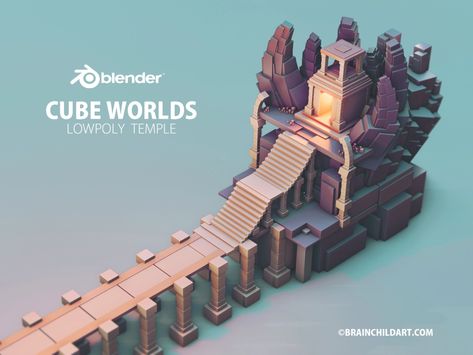 Using only the Default Cube in Blender 3D - Low poly Environment by Rafał Urbański on Dribbble