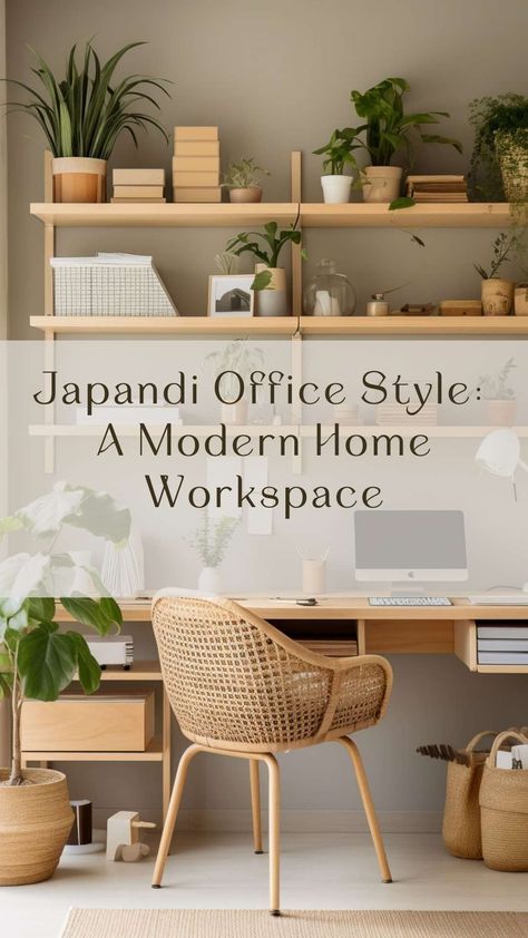 🍃✨ Dive into the serene world of Japandi office design! Discover how Japanese minimalism meets Nordic functionality for the perfect home workspace harmony. Tap to explore more! 🌿🪑 #JapandiStyle #HomeOfficeGoals Boho, Vintage, Design, Interior, Nature, Japandi Home Office, Japandi Office, Japandi Office Design, Japandi Workspace