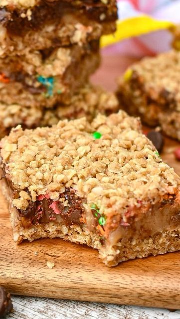 Monster Cookie Bars Recipe, Oh Henry Bars, Almond Brownies, Dance Around The Kitchen, Cookie Bars Easy, Easy Bar, Raspberry Bars, Monster Cookie Bars, Monster Cookie