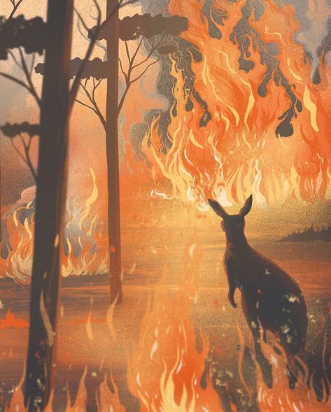30 Artists From All Over The World Pay Respect To The Australian Bushfires With Beautiful Art | Bored Panda Concept Art, Art, Metallica, Fire Art, Cool Art, Illustration Art, Moose Art, Gcse Art, Artwork