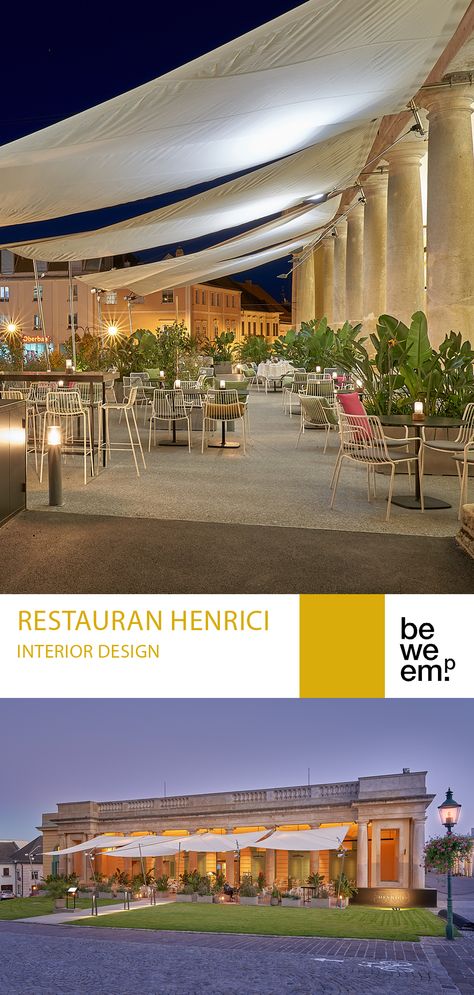 In the former stables of Schloss Esterházy, located in the charming city of Eisenstadt, we've completely redesigned the outdoor area of the popular Restaurant Henrici. The guest garden consists of a three-part seating and lounge concept, extending from the portico under the historic arches into the open-air garden. The materials (brass or terrazzo in grey) underline the restrained, distinguished overall impression. PROJECT_Restaurant Henrici DEPARTMENT_Interior Design LOCATION_Eisenstadt Images Interior, Restaurant Seating, Restaurant Seating Design, Restaurant Layout, Restaurant Concept, Open Restaurant Design, Restaurant Exterior, Restaurant, Restaurant Patio
