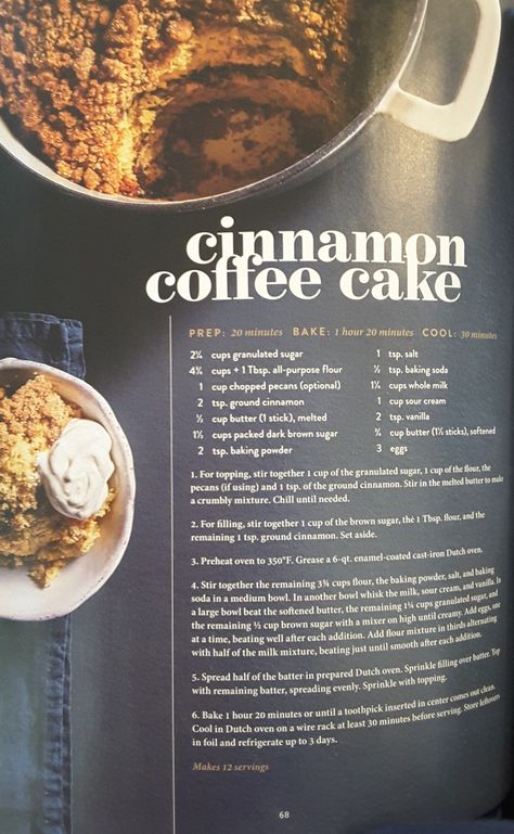 Cinnamon Coffee Cake - Magnolia Journal Fall 2019 Red Velvet, Pie, Muffin, Brunch, Inspiration, Toast, Baking Flour, Cinnamon Coffee Cake, Magnolia Bakery Banana Pudding
