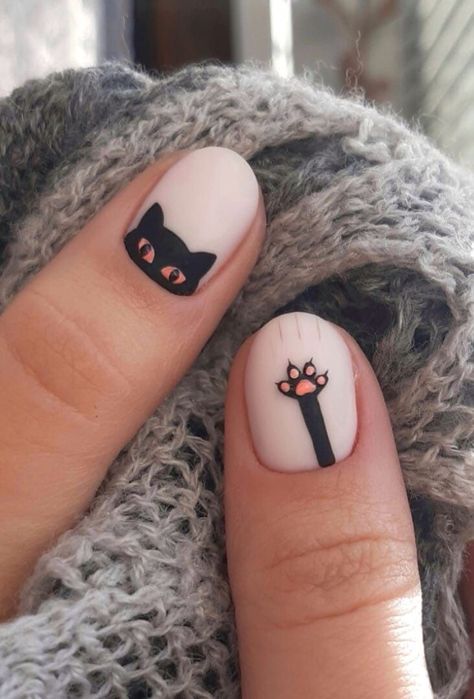 Cute Nails, Ongles, Kuku, Cat Nails, Cat Nail Art, Cat Nail Designs, Finger, Pretty Nails, Trendy Nails