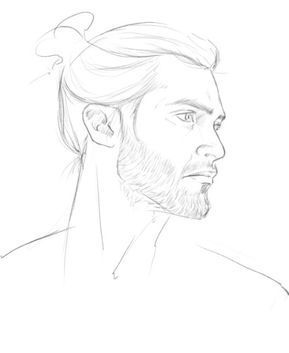 fan art by andavs (on Tumblr) - Derek Hale with a man bun, in all its glory - Teen Wolf #manbun Female Sketch, Male Sketch, Graphic Design, Design, Art