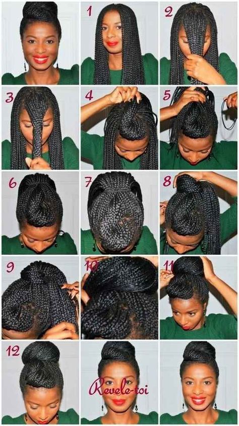 Double Bun | 21 Awesome Ways To Style Your Box Braids And Locs Box Braids, Plait Styles, Braided Hairstyles, Box Braids Styling, Box Braids Hairstyles, Braid Styles, Hair Updos Tutorials, Natural Hair Updo Tutorial, Twist