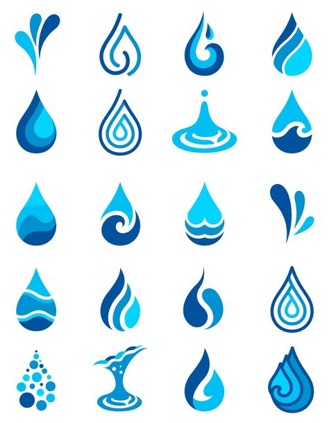 Water Illustration Vector, Water Illustration Design, Water Droplet Drawing, Water Symbols, Water Vector, Water Symbol, Logo Water, Water Icon, Logo Design Inspiration Creative