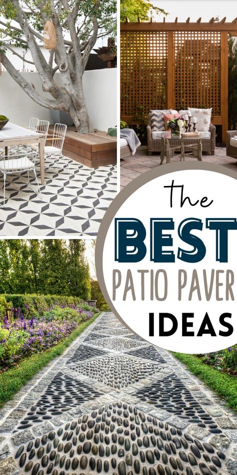 If you’re looking for a beautiful durable and cheap patio solution, you should consider using patio pavers. Patio pavers come in a variety of shapes, sizes and materials, so you can find the perfect option for your home. They are also very easy to install, and require very little maintenance. Plus, if there is ever a problem with a paver, it is easy to repair just that one paver. Check out these tips and inspiration for cheap patio paver ideas. Gardening, Inspiration, Cheap Patio Floor Ideas, Patio With Pavers, Cheap Patio Pavers, Outdoor Patio Flooring Ideas, Patio Paver Designs Layout, Patio Pavers Design, Inexpensive Patio Ideas
