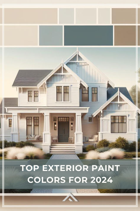 Earthy tones will dominate as top choices for exterior paint colors in 2024. Stay in touch with what's in with our top home paint colors as we head into the new year. Exterior, Inspiration, Thanksgiving, Interior, Exterior Color Palette, Exterior Color Schemes, Exterior Color Combinations, Behr Exterior Paint, Exterior Paint Color Combinations
