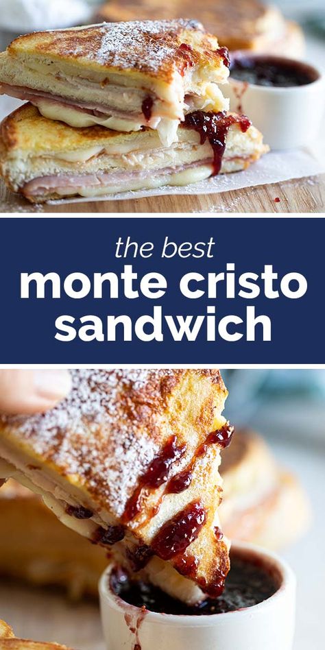 This is the ultimate make at home Monte Cristo Sandwich - with turkey, ham and cheese in a sandwich that is cooked French toast style. If desired, serve with powdered sugar and raspberry jam. It’s a sweet and savory combo that will convert even a skeptic! #sandwich #montecristo #ham #turkey Sandwich Recipes, Best Monte Cristo Sandwich Recipe, Best Sandwich, Monte Cristo Sandwich Recipe, Best Sandwich Recipes, Sandwich Bar, Yummy Food, Favorite Recipes, Monte Cristo Sandwich