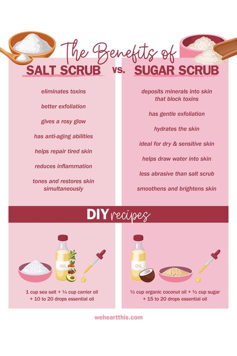 The Benefits Of Salt Scrub Vs Sugar Scrub Make Up, Scrubs, Diy, Body, Tips, Makeup, Routine, Skincare, Add Body