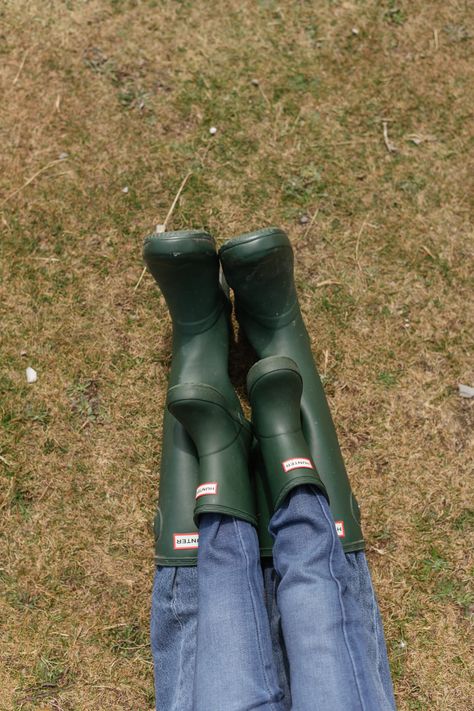 Outfits, Boots, Countryside, Classic Cardigan, Green Leather, White Cottage, Plaid Tote, Green Hunter Boots, Inspired
