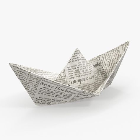 Newspaper Paper Boat 3D Model #AD ,#Paper#Newspaper#Model#Boat Design, Origami, Collage, Paper Boat, Paper Ship, Newspaper Paper, Paper Products, Paper, Paper Art