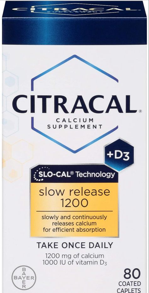 Citracal Slow Release 1200, 1200 mg Calcium Citrate and Calcium Carbonate Blend with 1000 IU Vitamin D3, Bone Health Supplement for Adults, Once Daily Caplets, 80 Count Vitamins, Best Calcium Supplement, Calcium Supplements, Calcium Citrate, Calcium Carbonate, Vitamin D3, Health Supplements, Calcium, Bone Health