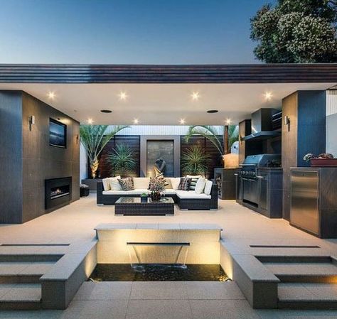 Top 70 Best Modern Patio Ideas - Contemporary Outdoor Designs Patio Design, Outdoor Kitchen Design, Modern Outdoor Kitchen, Outdoor Entertaining Area, Small House Design Architecture, Modern Small House Design, Outdoor Kitchen, Small House Design, Outdoor Living Space
