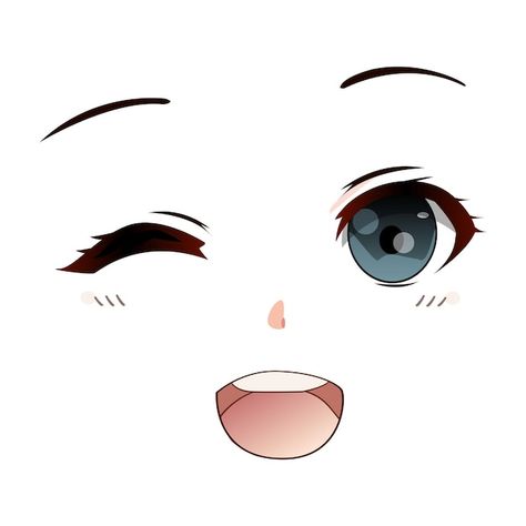 Anime manga girl face happy emotion | Premium Vector #Freepik #vector #anime-face #anime-eyes #character-eyes #angry-eyes Kawaii, Manga, Chibi Eyes, Anime Face Drawing, Chibi, Anime Eyes, Chibi Drawings, Girl Face Drawing, How To Draw Anime Eyes