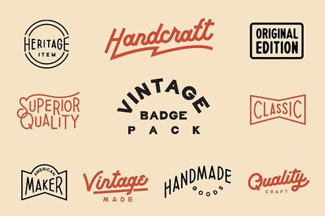 Vintage Badge Pack by Vincent Avila on @creativemarket Retro Logos, Logos, Corporate Branding, Vintage Logo, Badge Logo, Badge Design, Vintage Logo Design, Brand Symbols, Vintage Branding