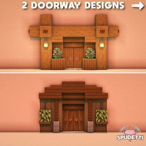 If you’re looking for things to build in Minecraft when you’re bored, I’ve put together a roundup of 32 cool build ideas. I’m sharing survival houses, mansions, castles, and more. This picture shows two front door designs. Design, Minecraft Crafts, Minecraft Designs, Cute Minecraft Houses, Minecraft Modern, Modern, Idées Minecraft, Minecraft Architecture, Minecraft Building