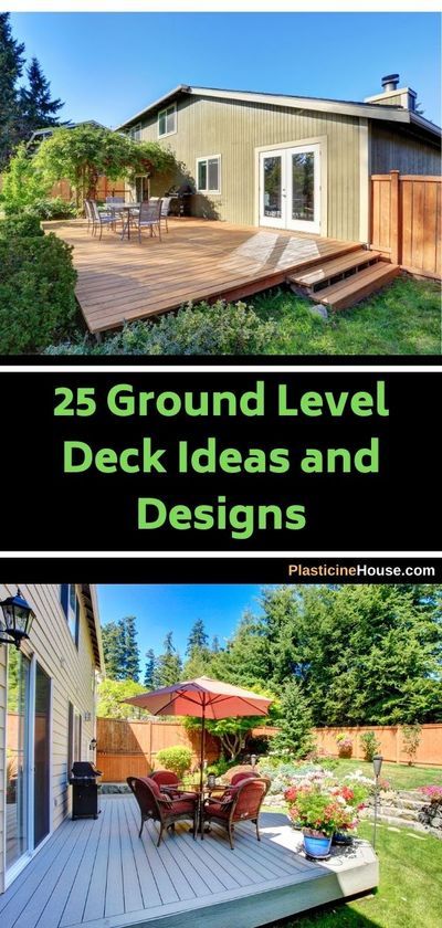 If you need a ground-level deck and don’t know where to begin, here are 25 designs to inspire you Decks, Porches, Deck Plans, Deck Steps, Deck Projects, Deck Yard Ideas, Floating Deck Plans, Ground Level Deck Plans, Deck Designs Backyard