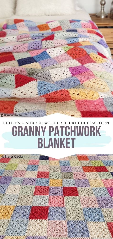 Patchwork Crochet Blankets Free Patterns - Free Crochet Patterns Patchwork, Crochet, Granny Squares Pattern, Granny Square Pattern Free, Granny Square, Crochet Throw Blanket, Blanket Pattern, Modern Crochet Blanket, Crochet Throw