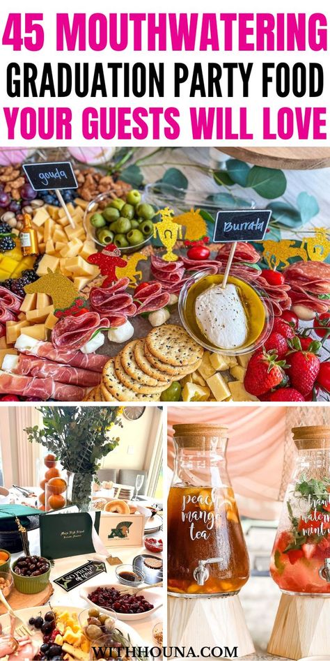 Are you wondering what is the best graduation party food ideas that will serve large crowd? If so, you'll absolutely love these college graduation party food ideas. I can guarantee your guests will want to lick off their plates having these graduation party appetizers, graduation party desserts, and graduation party food every college party should serve.