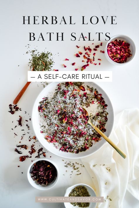 This Herbal Love Bath Salts is a great DIY to add the soothing, nurturing benefits of herbs to your self-care routine. It also makes an amazing gift!