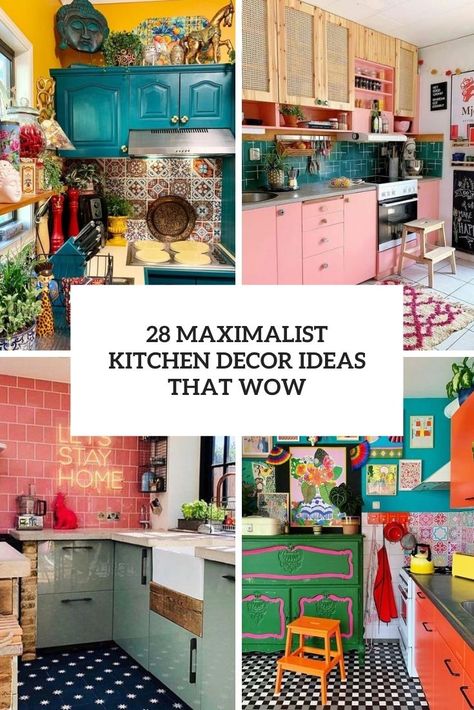 Home Décor, Design, Eclectic Kitchen Decor, Eclectic Kitchen, Eclectic Kitchen Design, Hippie Kitchen Ideas, Maximalist Kitchen Ideas, Funky Kitchen Ideas, Colorful Kitchen Cabinets