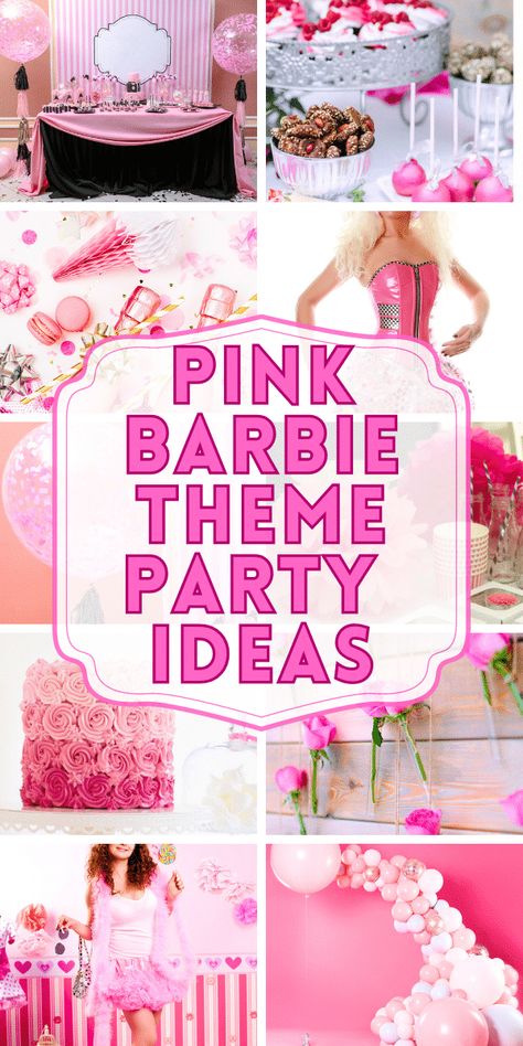 49 Barbie Inspired Party Ideas For Kids and Adults (Pink Barbie Doll Parties) - DIY Barbie party ideas decoration tips, Barbie party themed birthday, Barbie party food and fun Barbie party favors ideas. The ultimate guide to a fun Barbie watch party or pink themed party for Barbie fans! #barbieparty #pinkparties #themeparty Barbie Adult Party Ideas, Adult Barbie Party Ideas, Barbie Party Adult Ideas, Barbie Themed Adult Party, Adult Barbie Party, Barbie Themed Party For Adults, Barbie Parties For Adults, Barbie Adult Party, Barbie Party Adult