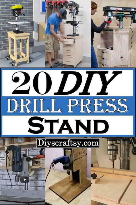 20 Functional DIY Drill Press Stand Ideas Drill Press Diy, Woodworking Drill Press, Diy Boombox, Drill Press Stand, Power Tool Storage, Drill Presses, Stand Ideas, Garage Work Bench, Wood Shop Projects