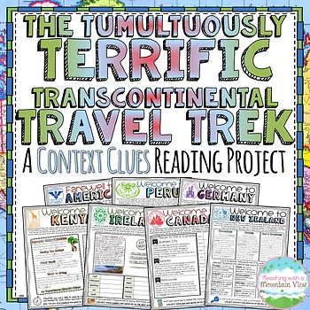 Engage your students in this detailed 7-page context clues project! Students will love practicing their context clues skills while going on a transcontinental trek! As students travel from country to country, they must complete a wide variety of context clues tasks and earn "travel tokens" to fill their Common Core Reading, Reading Comprehension, Country, Context Clues Task Cards, Common Core Curriculum, Context Clues, Comprehension Strategies, 4th Grade Reading, Learning Resources