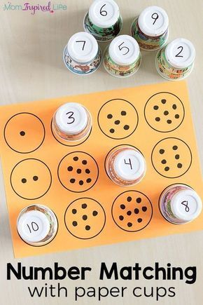 Practice number matching with paper cups! It's a fun, hands-on way to learn numbers and counting. So grab the free printable mats and try this math activity Montessori, Pre K, Prek Math, Math Activities Preschool, Counting Activities, Numbers Preschool, Math For Kids, Fun Math Activities, Math Counting Activities