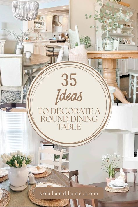 Transform your dining space with these inspired ideas for decorating a round dining table. From charming centerpieces to creative tablescapes, explore a variety of options that turn your round table making every meal a stylish and memorable experience. Ideas, Diy, Dining Room Table Centerpieces, Dining Table Centerpiece, Round Dining Room Table Decor, Dining Table Decor Centerpiece, Round Dining Room Table, Dining Room Table Decor, Round Dining Table Decor Ideas