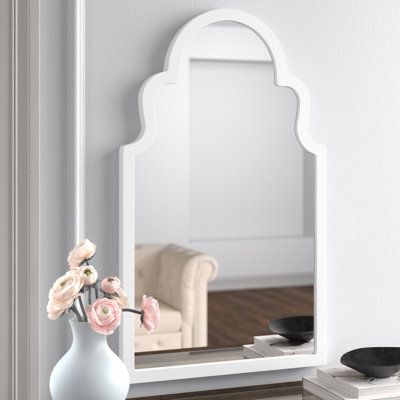 This vertical wall mirror has a curved top for a rustic, vintage look that adds a touch of French country design to your space. It measures 40'' high and 24'' wide - with a good-sized surface, the right mirror makes any room feel bigger. We love the classic crowned shape of the top and the fresh white hardwood frame that both reference traditional windowpane mirrors. Plus, it's a wall mirror that's safe to use in damp spaces like your bathroom. Hand-curated by Kelly Clarkson | Kelly Clarkson Hom Modern Farmhouse, Home Décor, Ideas, Bath, Mirrors Wayfair, Accent Wall, Accent Decor, Arched Mirror, Contemporary Accents