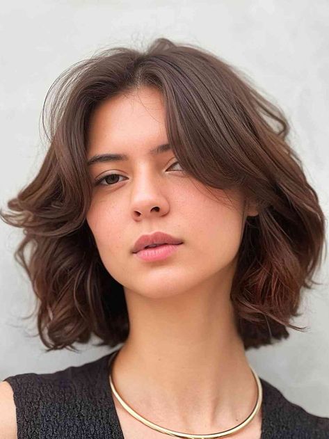 Middle Parted Short Bob with Curtain Fringe Thick Short Hair Cuts, Thick Wavy Hair, Thick Wavy Haircuts, Short Hair Cuts For Women With Bangs, Haircut For Thick Hair, Thick Hair Styles, Thick Short Hair, Short Haircuts With Bangs, Haircuts For Wavy Hair