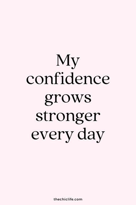 My confidence grows stronger every day | Click to get the FULL list of 111 amazing Affirmations for Confidence and Self-Esteem #affirmations Coaching, Motivation, Positive Self Esteem, Self Esteem Affirmations, Affirmations For Women, Affirmations For Success, Positive Self Affirmations, Self Confidence Quotes, Affirmations Confidence