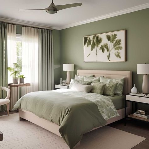 Expert Advice on Bedroom Designing Colour Schemes for Relaxation • 333+ Images • [ArtFacade] Interior, Home Décor, Green Bedroom Walls, Bedroom Color Schemes, Green Bedroom Colors, Bedroom Colors, Bedroom Wall Colors, Green Bedroom Decor, Bedroom Green