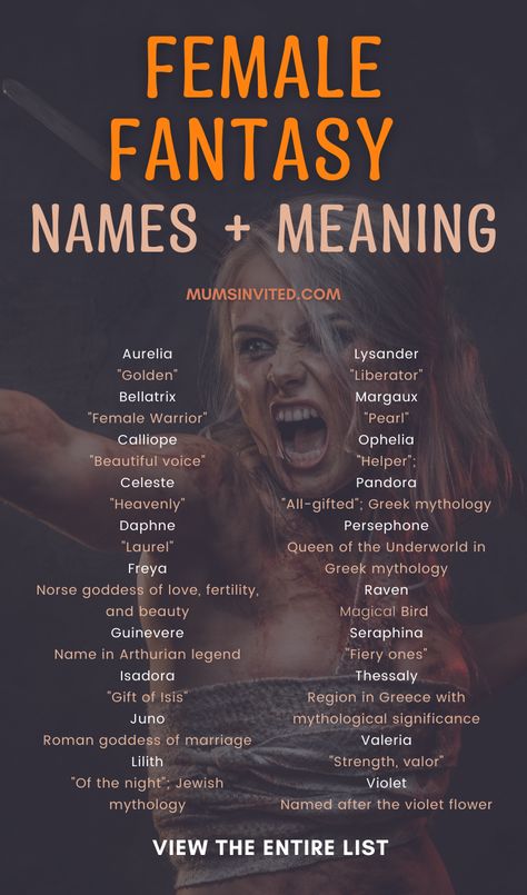 Harry Potter, Magic Names, Roman, Dark Fantasy, Mythical Female Names, Fantasy Names Female With Meaning, Fantasy Names, Female Elf Names, Greek Mythology Names Female