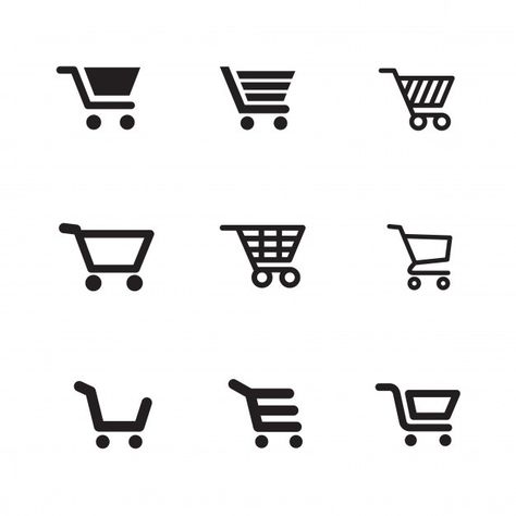 Shopping cart icons | Premium Vector #Freepik #vector #sale #button #shopping #shop Design, Shopping Cart Logo, Logo Online Shop, Online Logo Design, Ecommerce Logo, Cart Logo, Cart Icon, Shop Icon, Online Shop Design